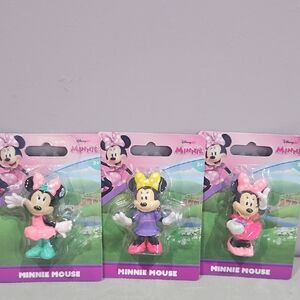 Disney Minnie Mouse Figurine Trio - Pink, Purple,‎ Green
